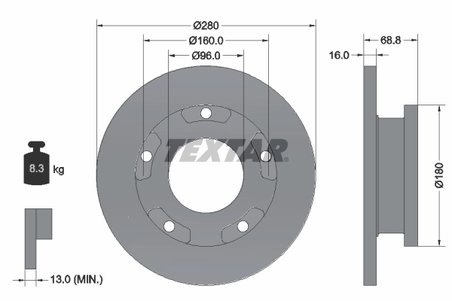 DISC FRANA TEXTAR 92159103 - Compatibil cu FORD, FORD AUSTRALIA
