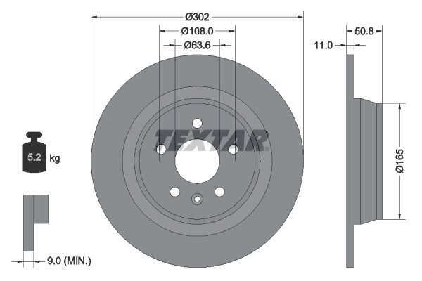 DISC FRANA TEXTAR 92159303 - Compatibil cu FORD, FORD (CHANGAN), FORD AUSTRALIA, LAND ROVER, LAND ROVER (CHERY)