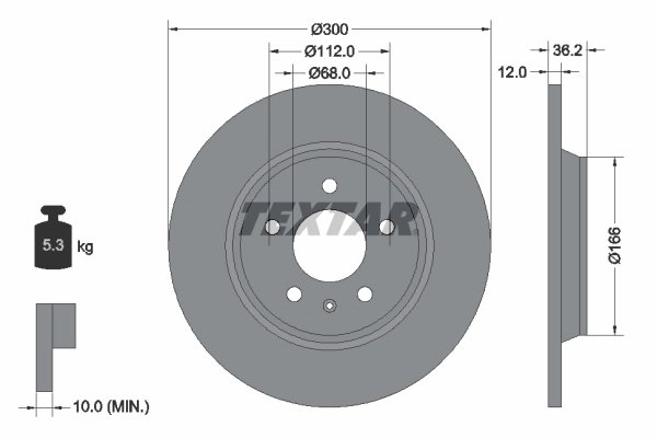 DISC FRANA TEXTAR 92160103 - Compatibil cu AUDI, AUDI (FAW)