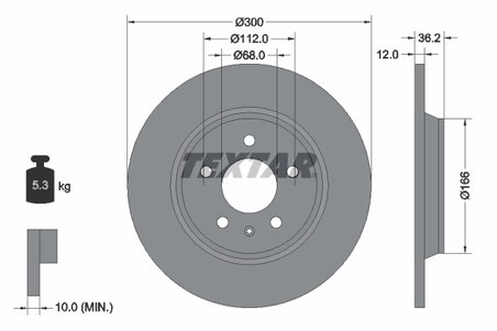 DISC FRANA TEXTAR 92160103 - Compatibil cu AUDI, AUDI (FAW)