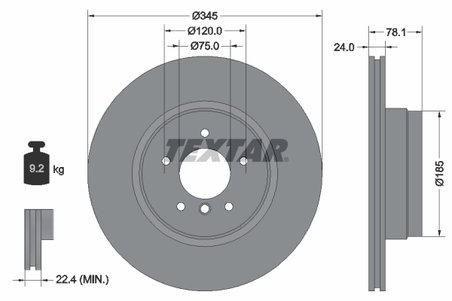DISC FRANA TEXTAR 92161203 - Piesa auto compatibila cu mai multe marci