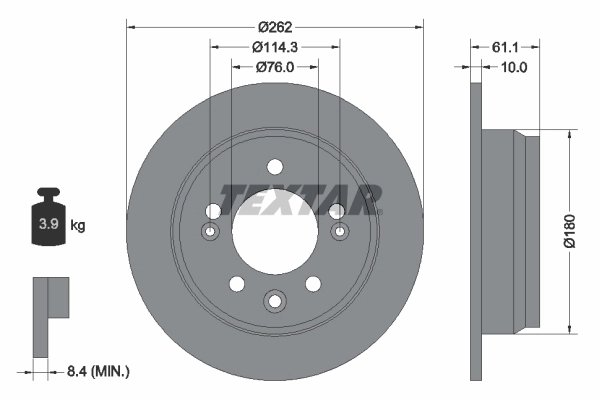 DISC FRANA TEXTAR 92161703 - Compatibil cu HYUNDAI, HYUNDAI (BEIJING), KIA, KIA (DYK), SOUEAST
