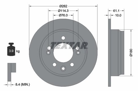 DISC FRANA TEXTAR 92161703 - Compatibil cu HYUNDAI, HYUNDAI (BEIJING), KIA, KIA (DYK), SOUEAST