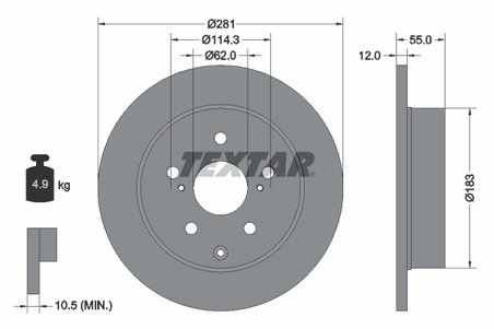 Disc frana Textar 92162103