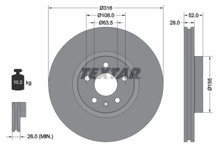 DISC FRANA TEXTAR 92162305 - Compatibil cu FORD, FORD USA, LAND ROVER, VOLVO, VOLVO (CHANGAN), VOLVO ASIA