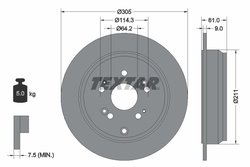 DISC FRANA TEXTAR 92162503 - Compatibil cu ACURA, ACURA (GAC), HONDA, HONDA (DONGFENG), HONDA (GAC)