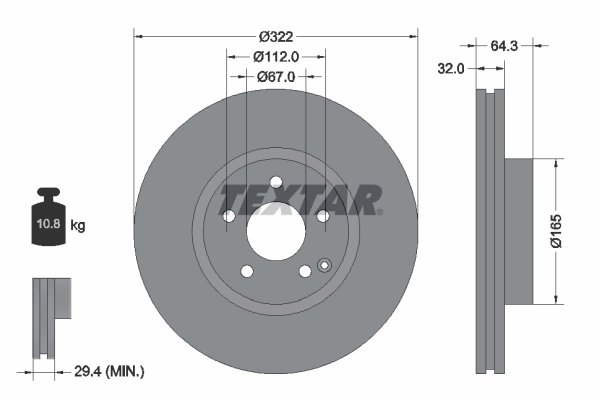 DISC FRANA TEXTAR 92163503 - Compatibil cu MERCEDES-BENZ, MERCEDES-BENZ (BBDC)