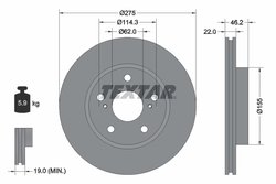 DISC FRANA TEXTAR 92163803 - Compatibil cu TOYOTA, TOYOTA (FAW), TOYOTA (GAC)