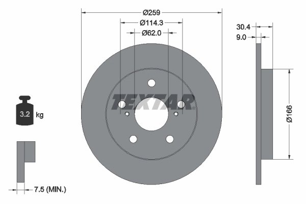 DISC FRANA TEXTAR 92164103 - Compatibil cu BYD, TOYOTA, TOYOTA (FAW), TOYOTA (GAC), ZOTYE