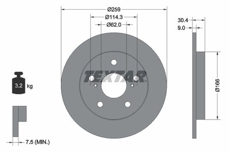 DISC FRANA TEXTAR 92164103 - Compatibil cu BYD, TOYOTA, TOYOTA (FAW), TOYOTA (GAC), ZOTYE