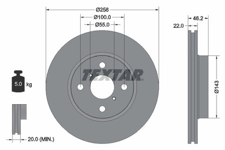DISC FRANA TEXTAR 92164203 - Compatibil cu DAIHATSU, TOYOTA