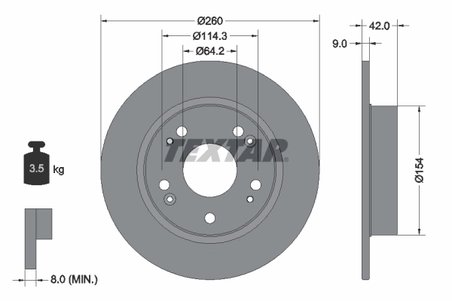 DISC FRANA TEXTAR 92164303 - Compatibil cu ACURA, GREAT WALL, HONDA, HONDA (DONGFENG)
