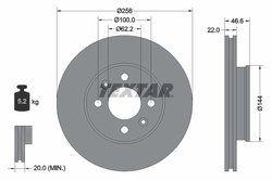 DISC FRANA TEXTAR 92164703 - Compatibil cu DODGE, HYUNDAI, HYUNDAI (BEIJING), KIA, KIA (DYK)