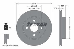 DISC FRANA TEXTAR 92165603 - Compatibil cu DAIHATSU, PERODUA, SUBARU