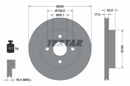 DISC FRANA TEXTAR 92165603 - Compatibil cu DAIHATSU, PERODUA, SUBARU