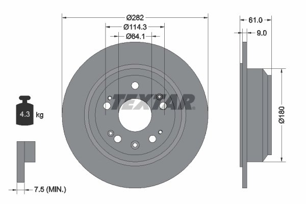 DISC FRANA TEXTAR 92165803 - Compatibil cu HONDA, HONDA (GAC)