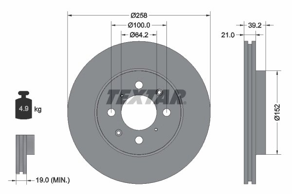 DISC FRANA TEXTAR 92165900 - Piesa auto compatibila cu mai multe marci