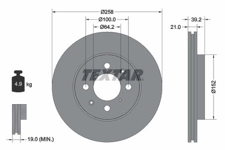 DISC FRANA TEXTAR 92165900 - Piesa auto compatibila cu mai multe marci