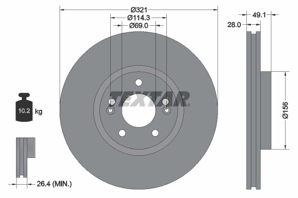 DISC FRANA TEXTAR 92166005 - Compatibil cu HYUNDAI