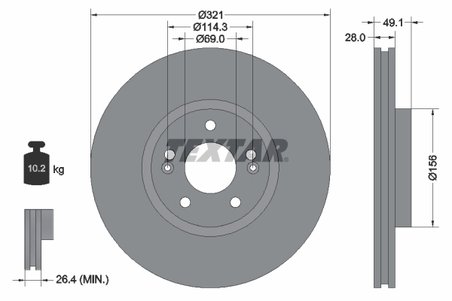 DISC FRANA TEXTAR 92166005 - Compatibil cu HYUNDAI