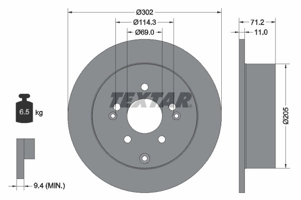 DISC FRANA TEXTAR 92166103 - Compatibil cu HYUNDAI, INOKOM