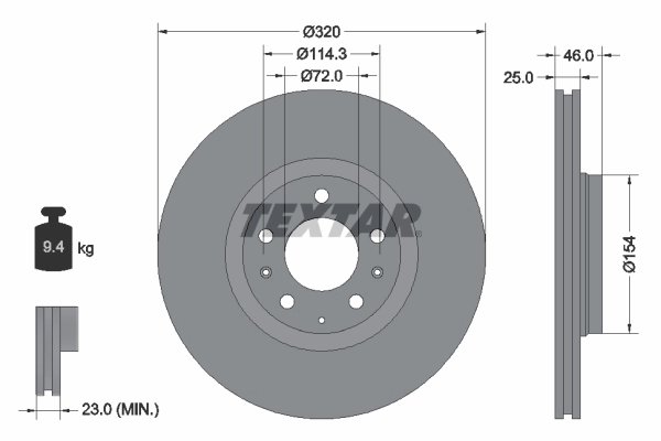 DISC FRANA TEXTAR 92166300 - Compatibil cu MAZDA