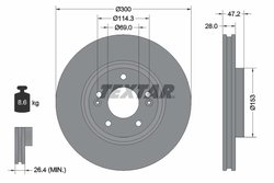 DISC FRANA TEXTAR 92166505 - Compatibil cu HYUNDAI, HYUNDAI (BEIJING), KIA, KIA (DYK), SOUEAST
