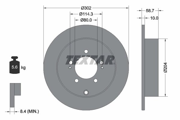 DISC FRANA TEXTAR 92167003 - Compatibil cu CITROEN, MITSUBISHI, MITSUBISHI (BJC), PEUGEOT