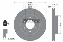 DISC FRANA TEXTAR 92167203 - Compatibil cu MITSUBISHI