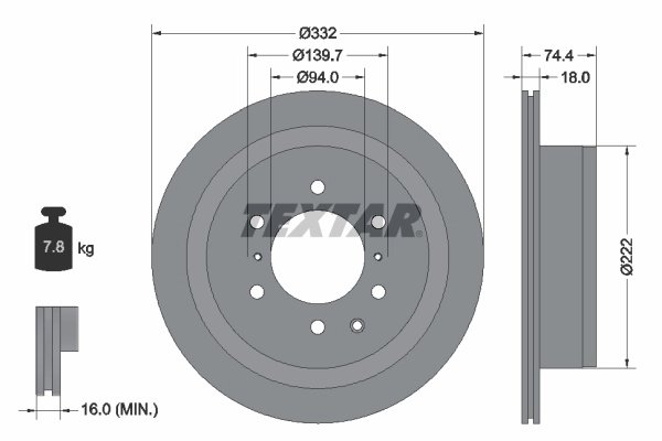 DISC FRANA TEXTAR 92167303 - Compatibil cu MITSUBISHI