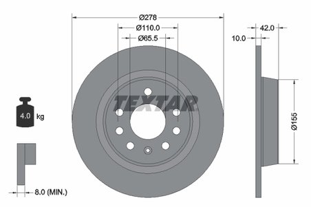 DISC FRANA TEXTAR 92167603 - Compatibil cu HSV, OPEL, VAUXHALL