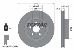 DISC FRANA TEXTAR 92167700 - Piesa auto compatibila cu mai multe marci