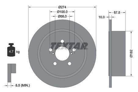 DISC FRANA TEXTAR 92167800 - Compatibil cu SUBARU