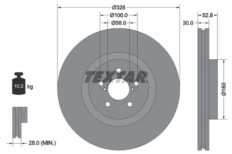 DISC FRANA TEXTAR 92167900 - Compatibil cu SUBARU, TOYOTA