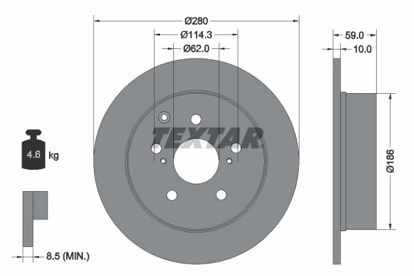 DISC FRANA TEXTAR 92168103 - Compatibil cu TOYOTA