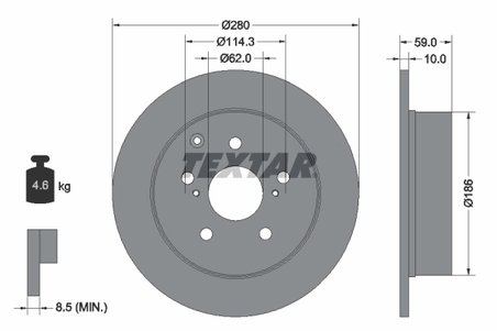 DISC FRANA TEXTAR 92168103 - Compatibil cu TOYOTA