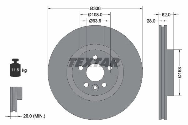 DISC FRANA TEXTAR 92168203 - Compatibil cu VOLVO, VOLVO ASIA