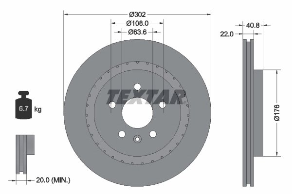 DISC FRANA TEXTAR 92168305 - Compatibil cu VOLVO, VOLVO (CHANGAN), VOLVO ASIA