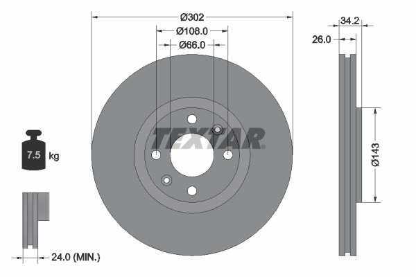 DISC FRANA TEXTAR 92168503 - Compatibil cu CITROEN, CITROEN (DF-PSA), DS, DS (CAPSA), OPEL, PEUGEOT, PEUGEOT (DF-PSA), VAUXHALL