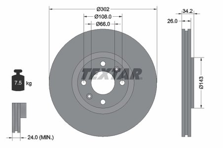 DISC FRANA TEXTAR 92168503 - Compatibil cu CITROEN, CITROEN (DF-PSA), DS, DS (CAPSA), OPEL, PEUGEOT, PEUGEOT (DF-PSA), VAUXHALL