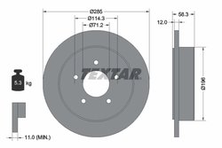 DISC FRANA TEXTAR 92169100 - Compatibil cu FORD AUSTRALIA, FORD USA, MAZDA