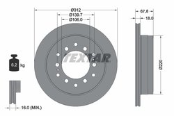 DISC FRANA TEXTAR 92170103 - Compatibil cu BAIC WEIWANG, BAW, DONGFENG (DFAC), FODAY, LANDWIND (JMC), LEXUS, TOYOTA, TOYOTA (FAW
