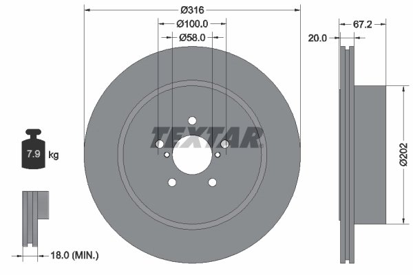 DISC FRANA TEXTAR 92173703 - Compatibil cu SUBARU