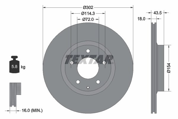 DISC FRANA TEXTAR 92174503 - Compatibil cu MAZDA