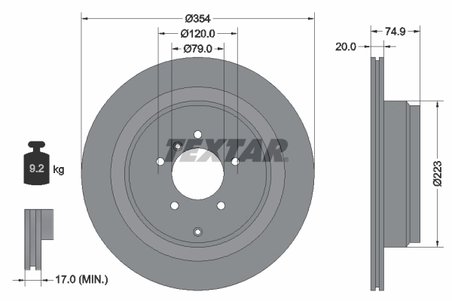 DISC FRANA TEXTAR 92175503 - Compatibil cu LAND ROVER