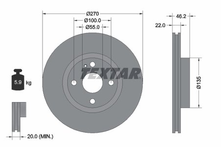 DISC FRANA TEXTAR 92175903 - Compatibil cu EUNOS, MAZDA