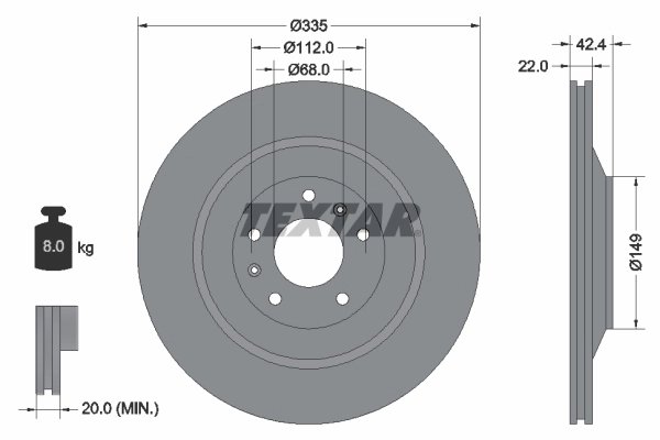 DISC FRANA TEXTAR 92177003 - Piesa auto compatibila cu mai multe marci