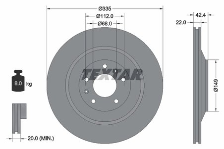 DISC FRANA TEXTAR 92177003 - Piesa auto compatibila cu mai multe marci