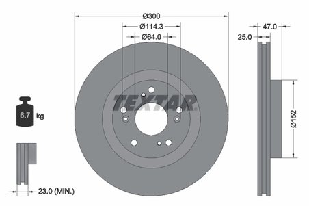 DISC FRANA TEXTAR 92177903 - Compatibil cu HONDA, HONDA (DONGFENG)