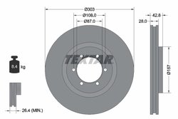 DISC FRANA TEXTAR 92180003 - Compatibil cu HYUNDAI, HYUNDAI (HUATAI)